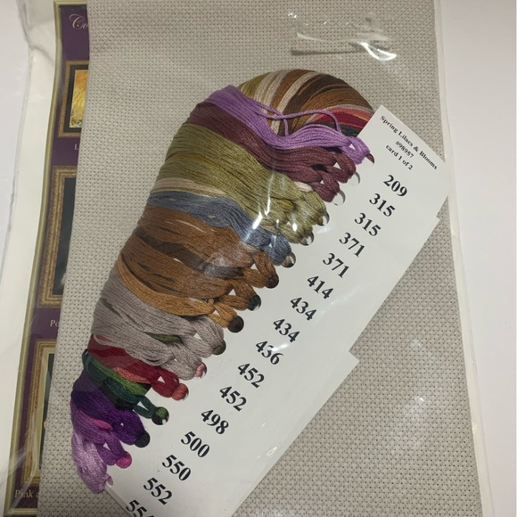 New Spring lilacs & blooms needle point cross stitch kit, finish14” x 17 1/2 “. - Picture 4 of 4